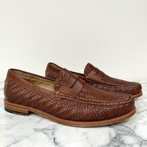 Johnston & Murphy Halstead Woven Penny Loafer brown full-grain leather Men’s 10